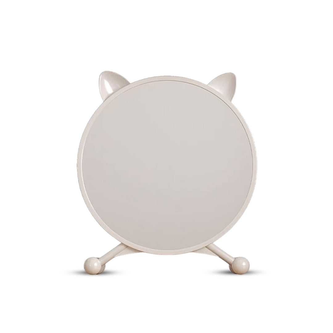 NNEAGS 30cm White Smart Makeup Bedroom Table Mirror Cat Ear Style No LED Light-0