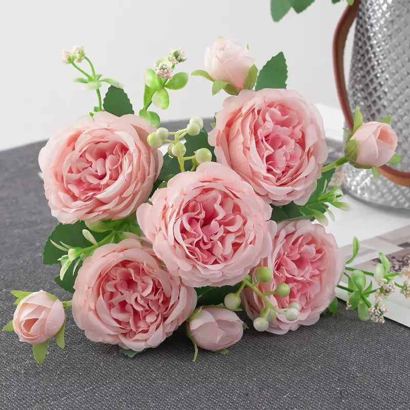 Realistic Light Pink Artificial Peony - Lifelike Home and Wedding Décor-4