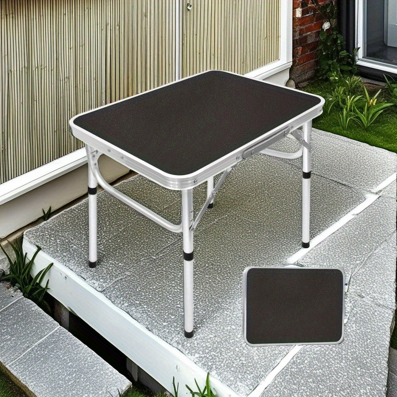 Adjustable Height Folding Table Portable Black-1