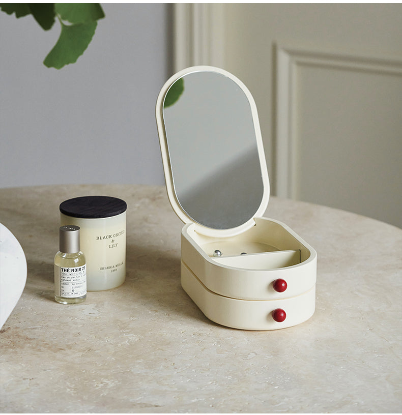 Creamy Jewelry Box with Mirror-2