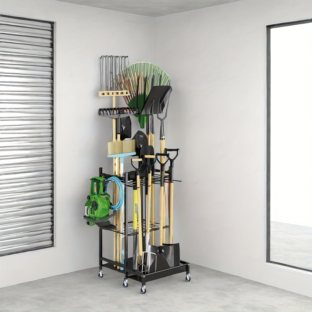 Garage Garden Tool Organizer with Hooks-4