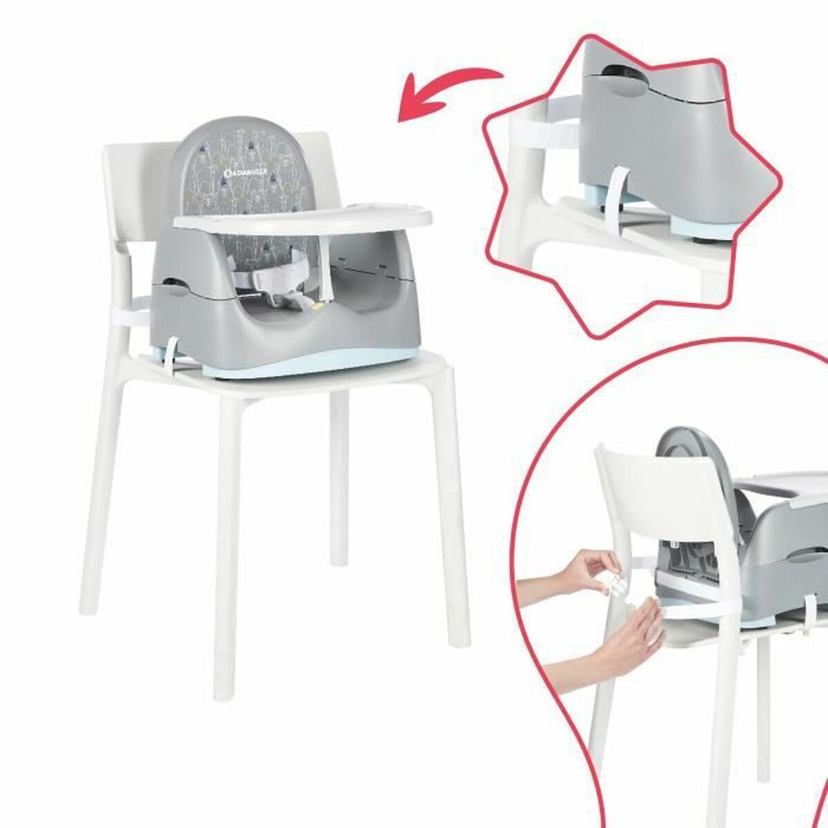Highchair Badabulle Sitzerhöhung 15 kg White/Grey-4
