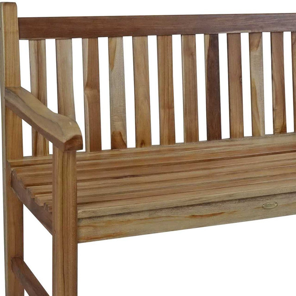 26" Natural Teak Solid Wood Garden Bench-8