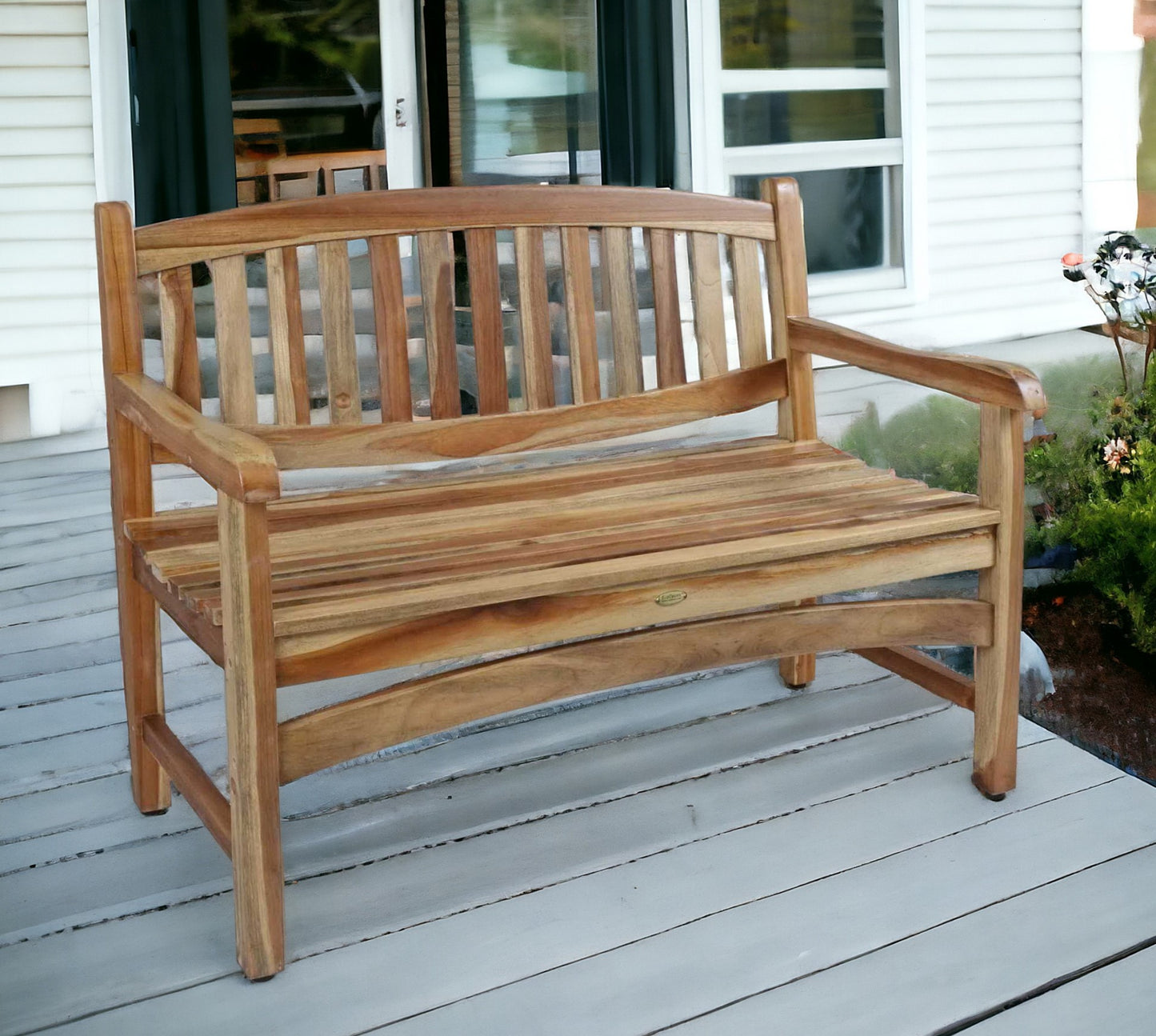 26" Natural Teak Solid Wood Garden Bench-1