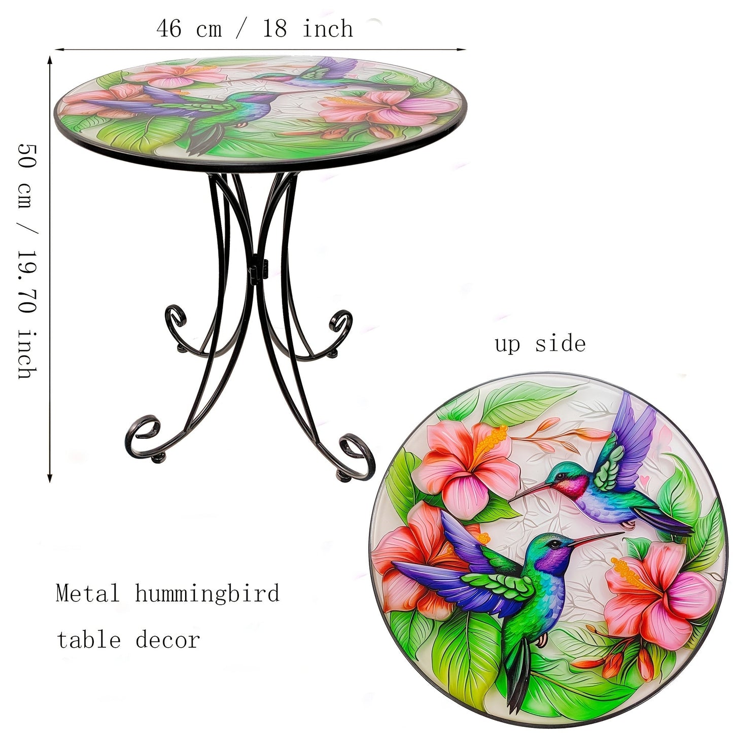 Round Metal Side Table Hummingbird-2