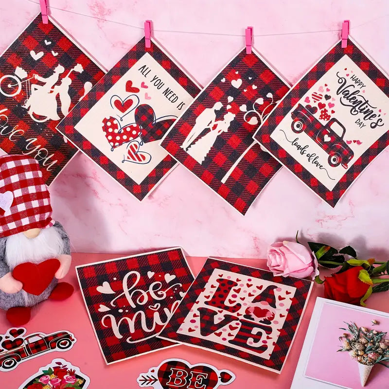 Romantic Red Check Valentines Day Placemats Set of 6-3