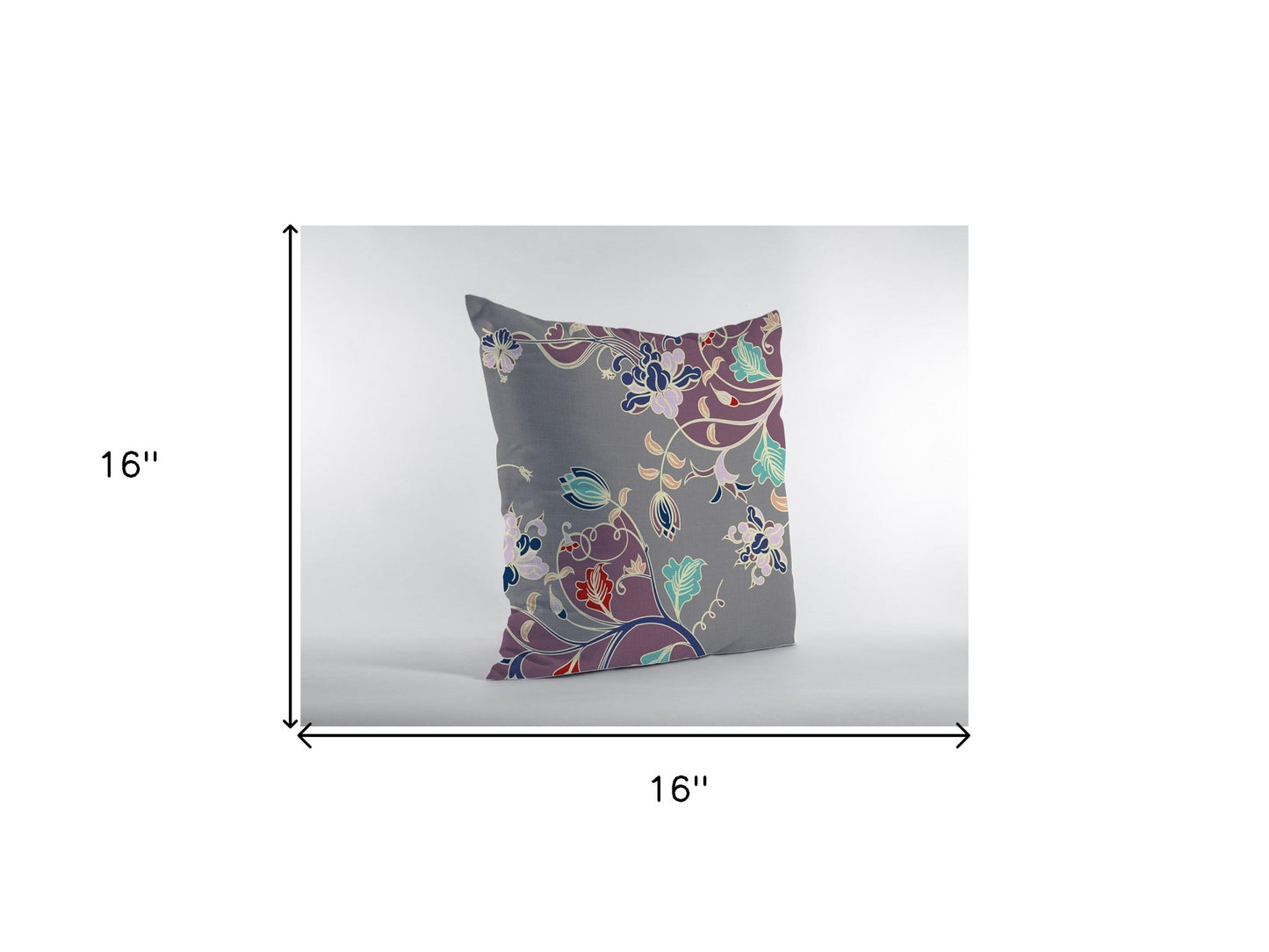16" Purple Gray Garden Zippered Suede Throw Pillow-5