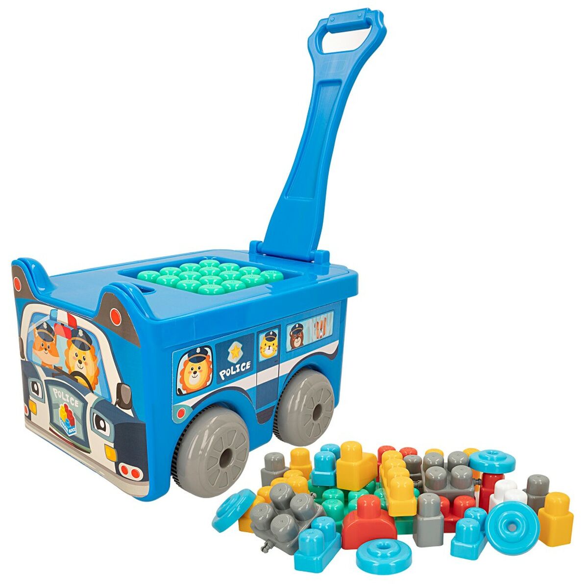 Building Blocks Color Block Suitcase Police Car 30 Pieces (2 Units)-6