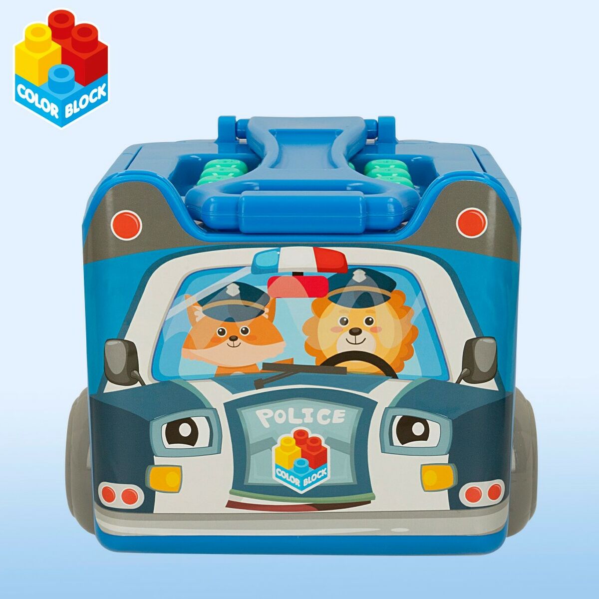 Building Blocks Color Block Suitcase Police Car 30 Pieces (2 Units)-4