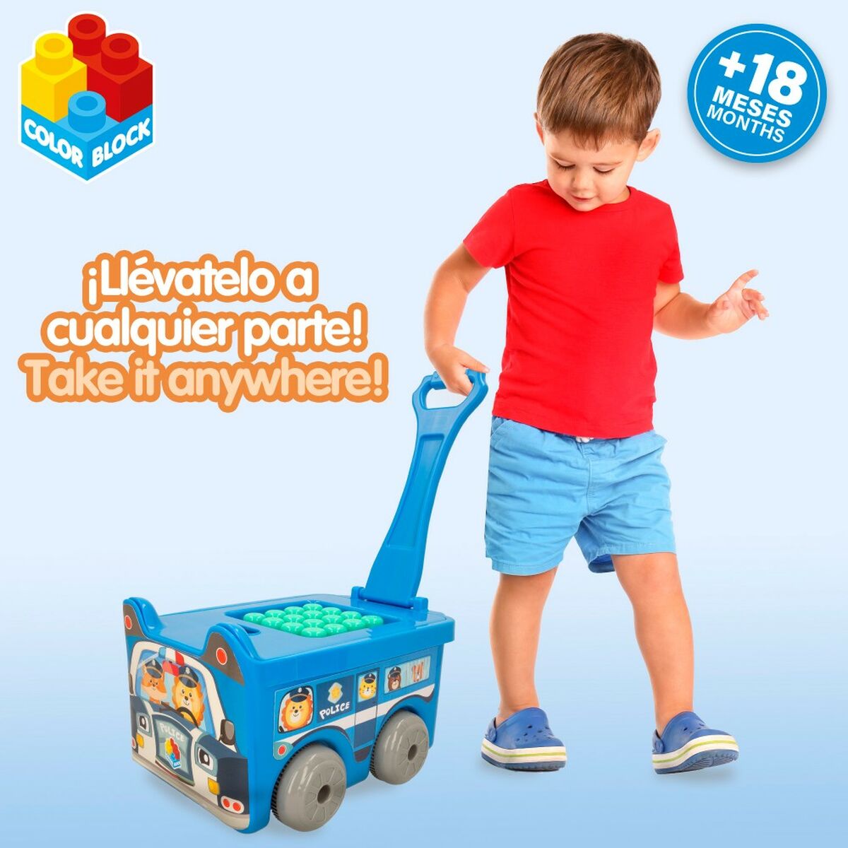 Building Blocks Color Block Suitcase Police Car 30 Pieces (2 Units)-3