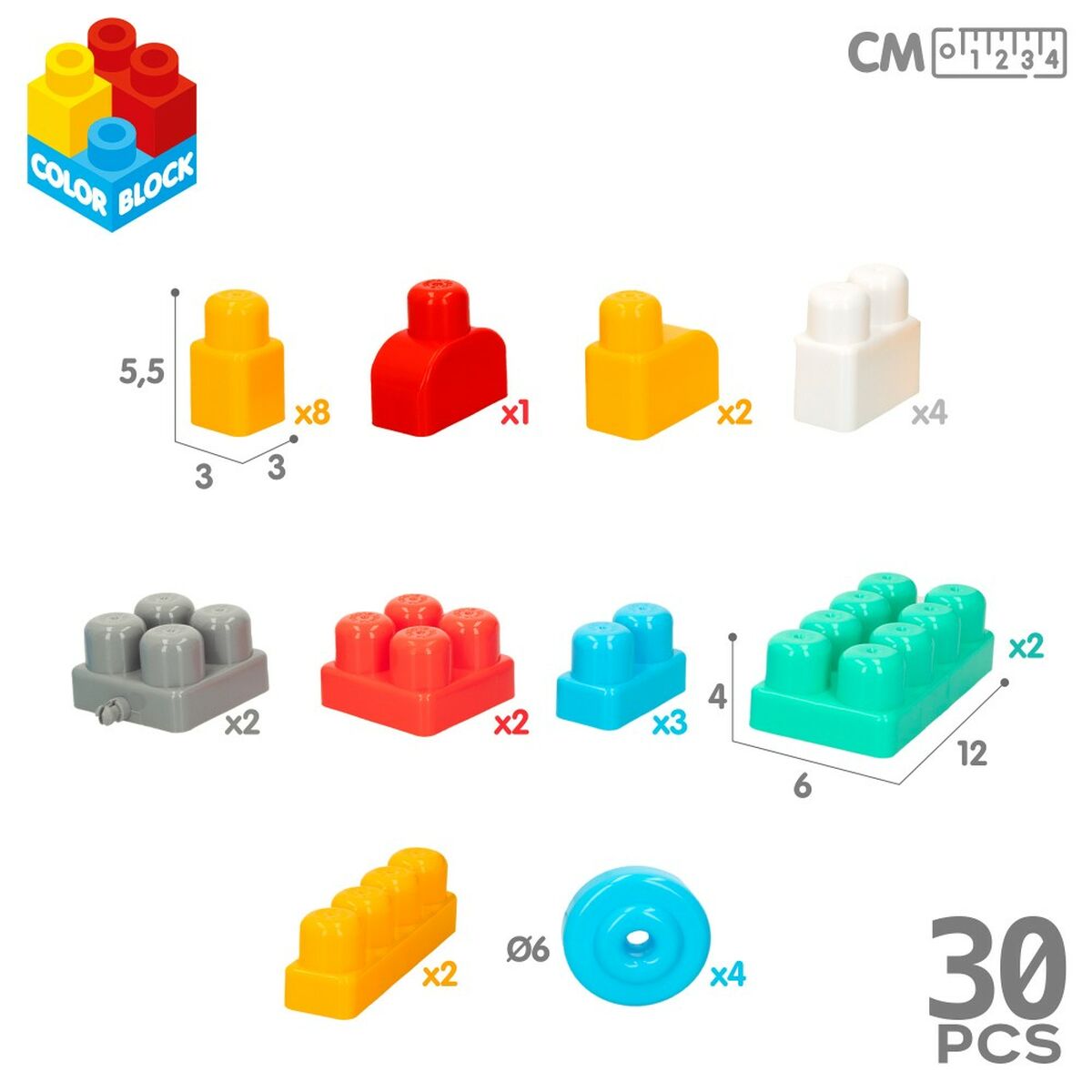 Building Blocks Color Block Suitcase Police Car 30 Pieces (2 Units)-1