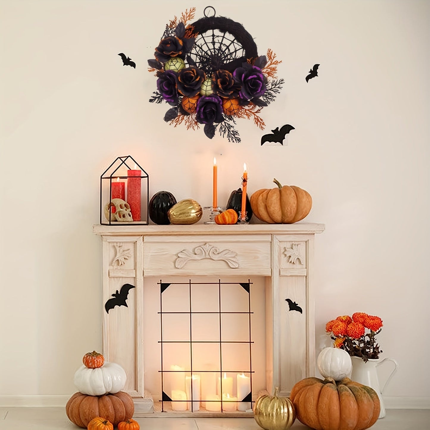 Halloween Wreath Decoration with Spider Web-2