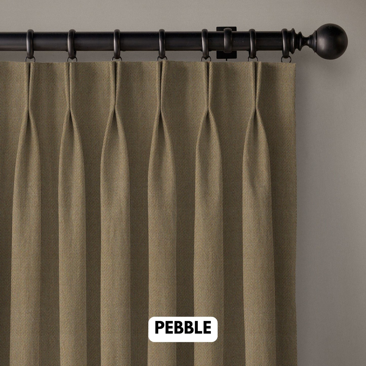 Pinch Pleated Woven Herringbone Linen Curtains UK - Natural Texture | Standard & Made to Measure-2