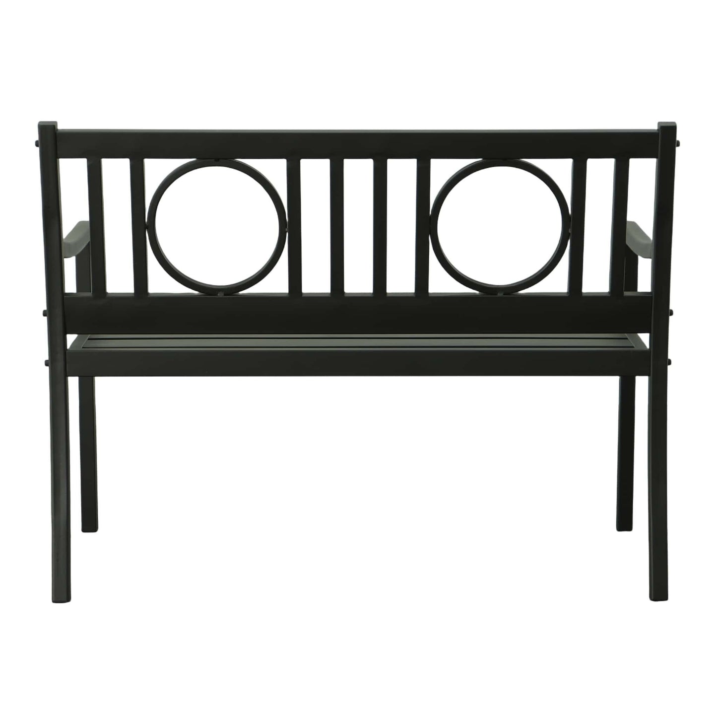 45" Black Metal Geometric Back Garden Patio Bench-2