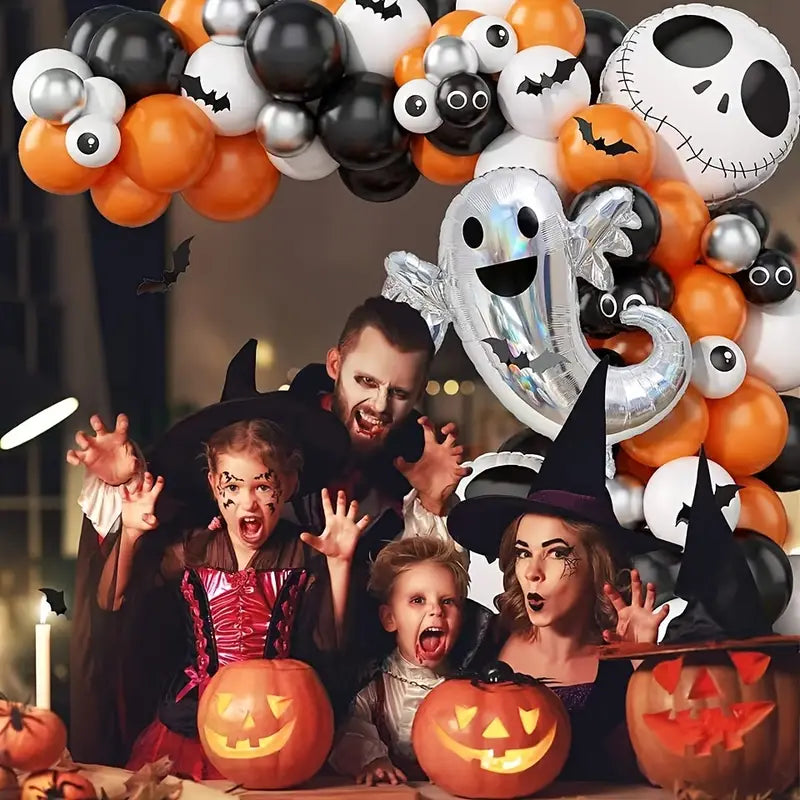 105pcs Balloon Garland Kit: Orange & Black with Ghost Skull Balloons for Nightmare Before Christmas, Day of the Dead, Baby Shower. Perfect for Christmas, Halloween Decor-3
