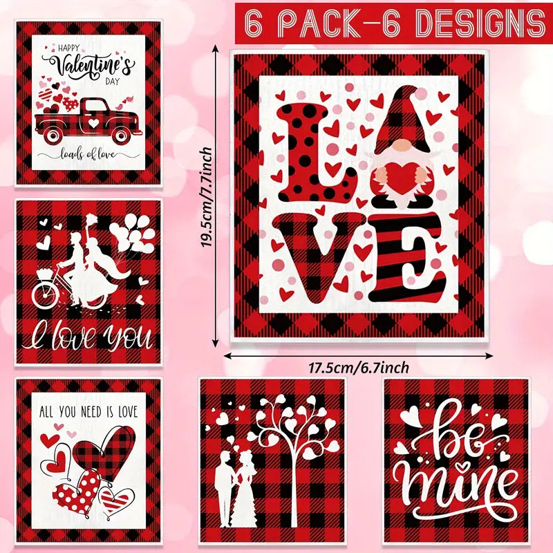 Romantic Red Check Valentines Day Placemats Set of 6-4