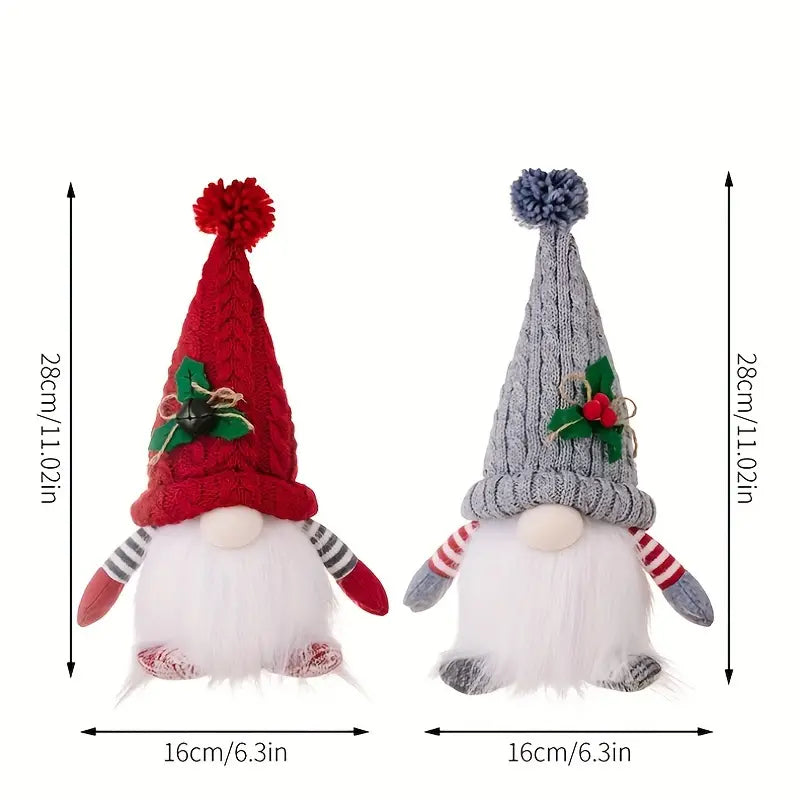 2-Piece Christmas Gnome Set with Light-Up Green Hat & Colorful LED Lights-3