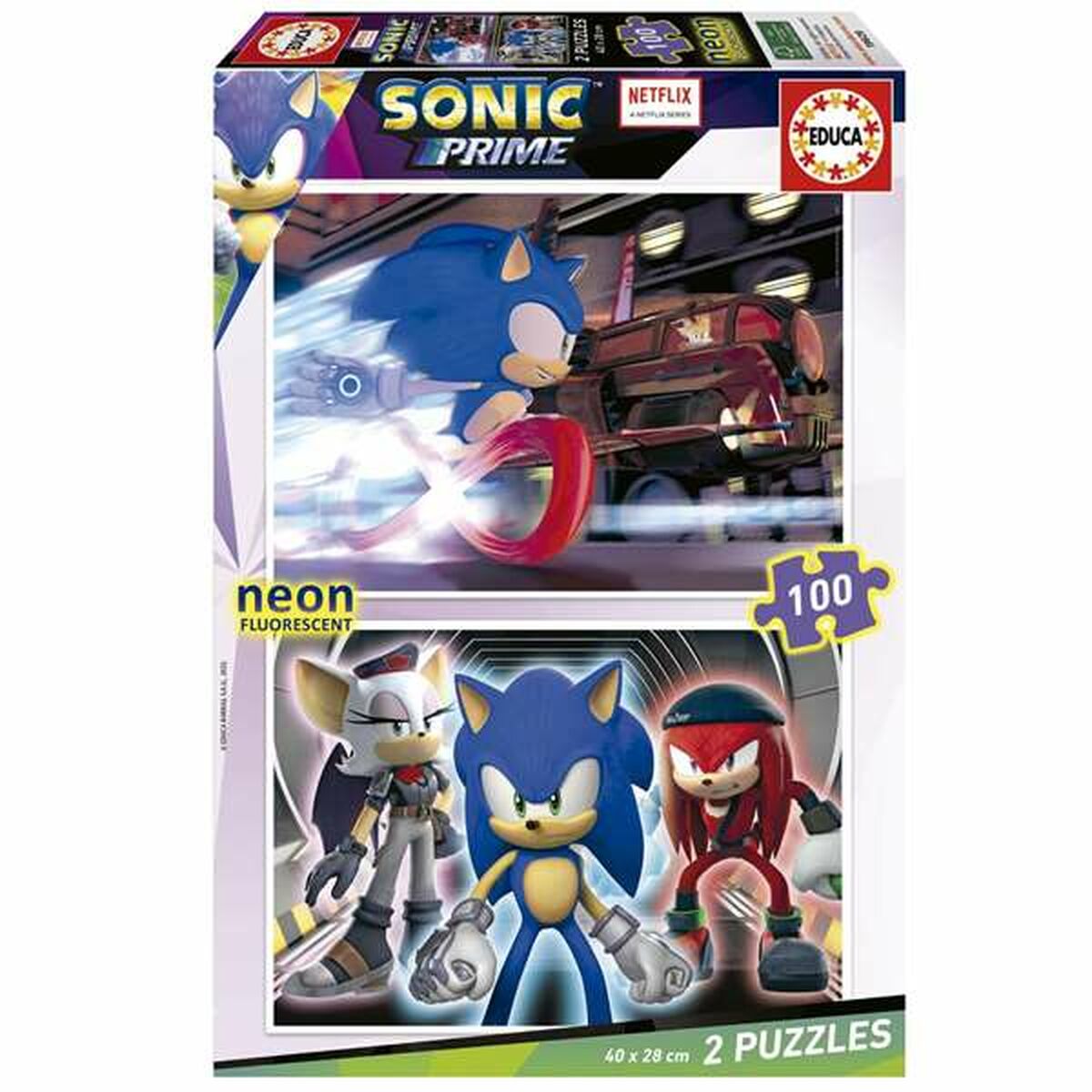 2-Puzzle Set Educa Neon Sonic 100 Pieces-0