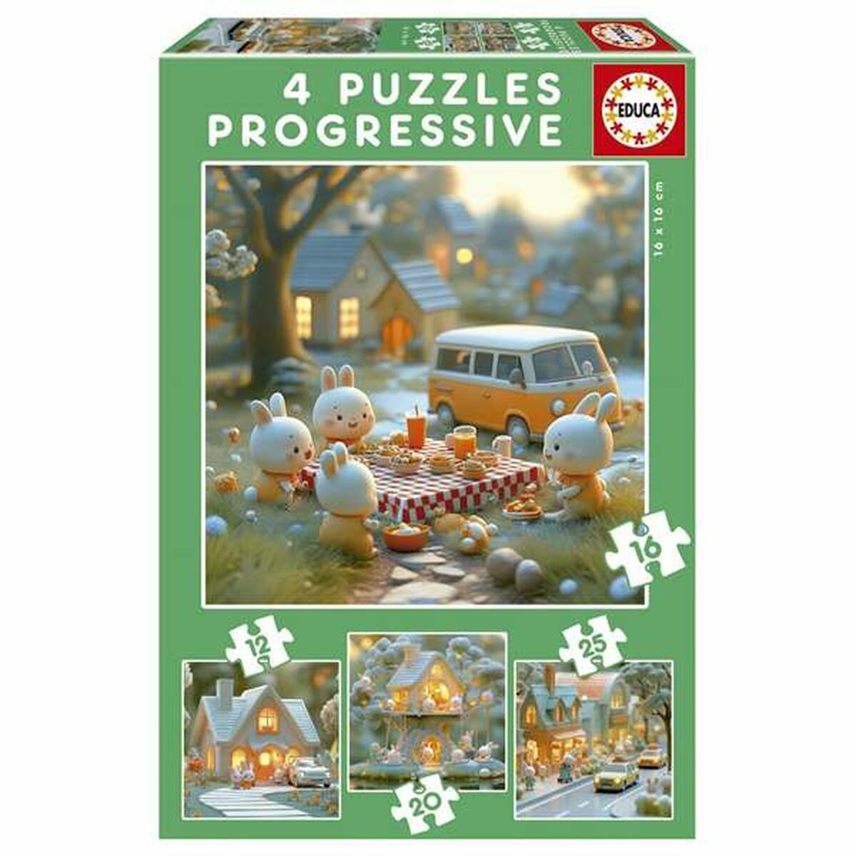 Puzzle Educa Rabbit 12 Pieces 16 Pieces 20 Pieces 25 Pieces (4 Units)-3