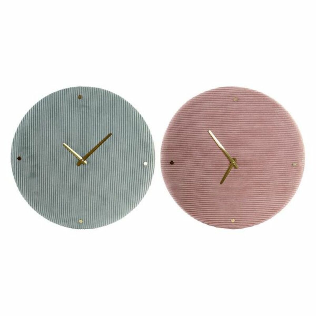 Wall Clock DKD Home Decor Green Pink 40,5 x 5,5 x 40,5 cm (2 Units)-0