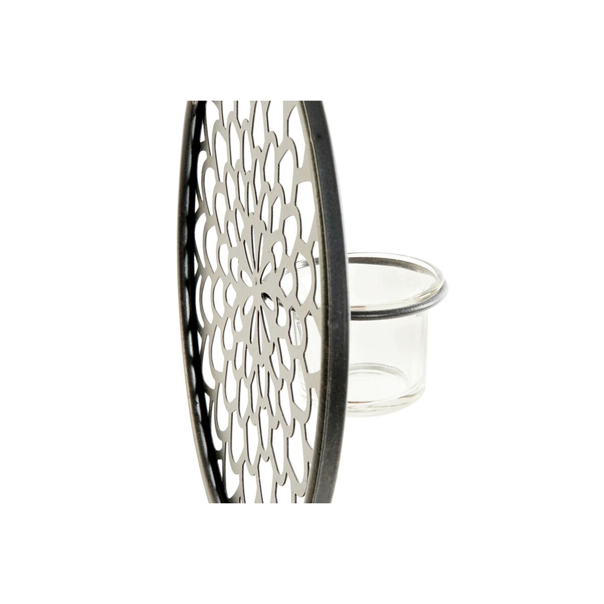 Candleholder DKD Home Decor Crystal Black Metal Wood Brown 20 x 20 x 36 cm-2