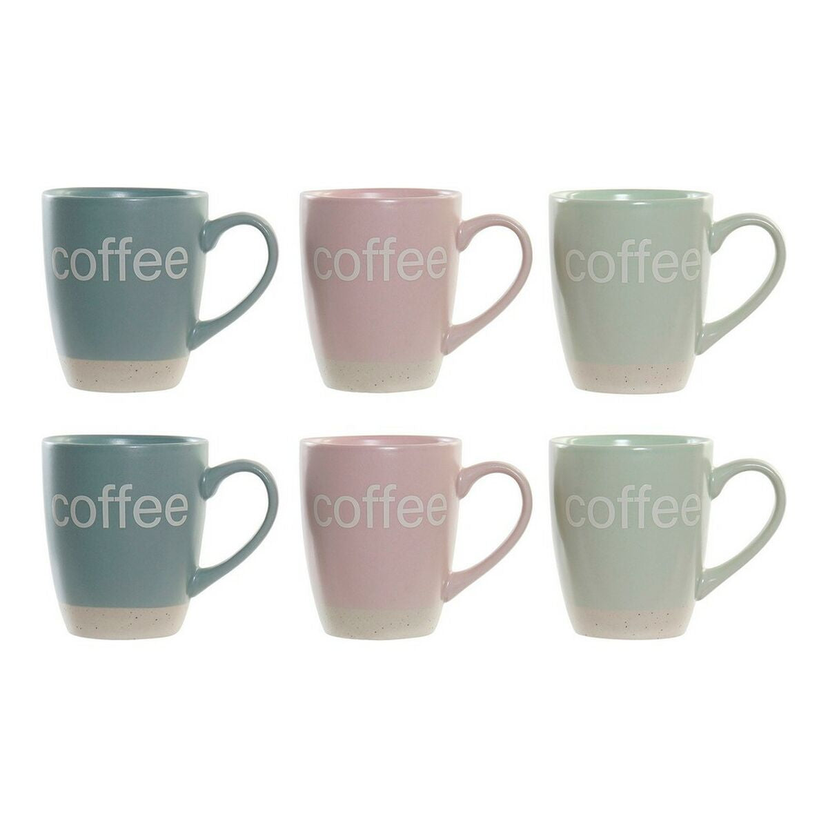 Mug DKD Home Decor Multicolour Blue Pink Rubber wood Green Stoneware 160 ml (3 Units) (7 pcs)-3
