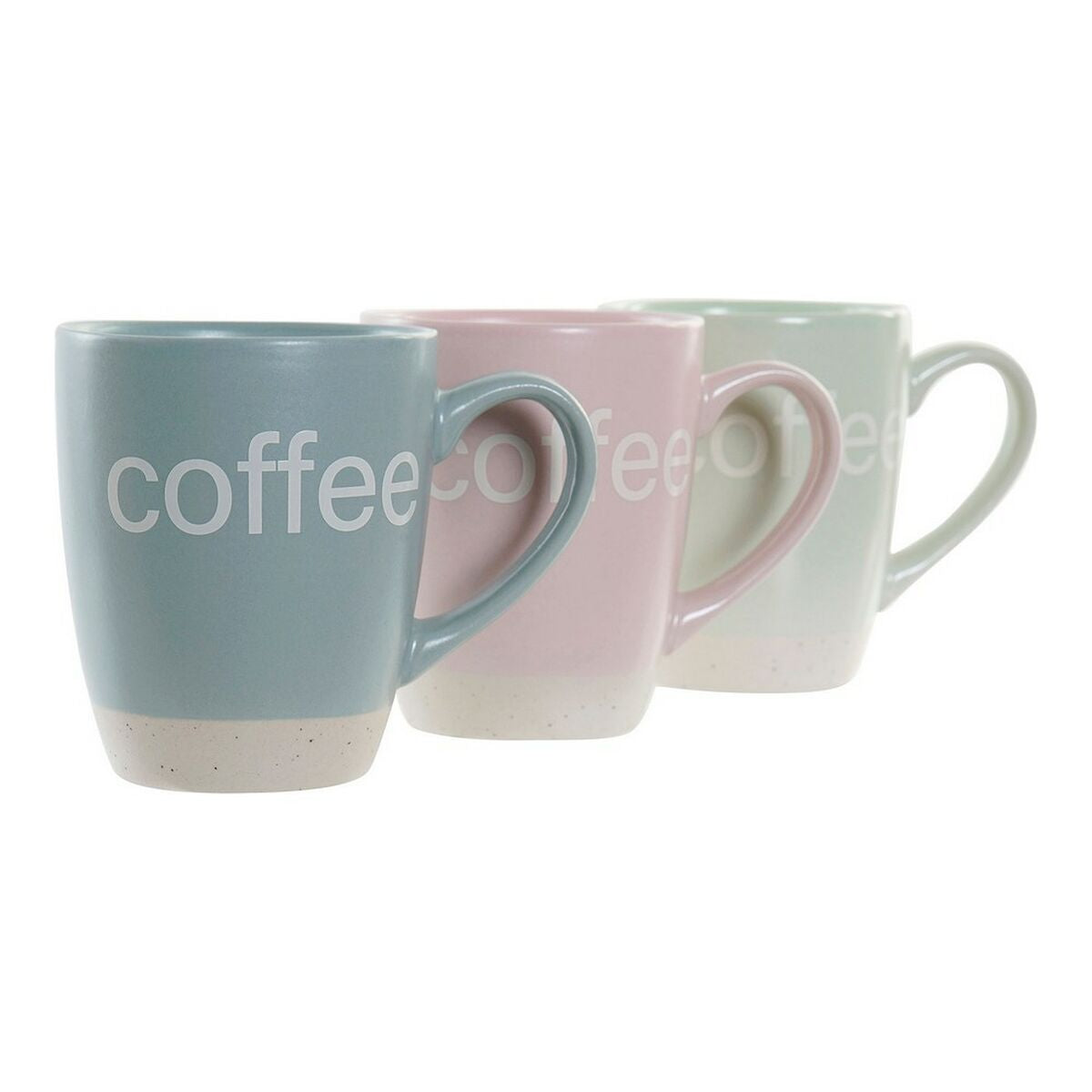 Mug DKD Home Decor Multicolour Blue Pink Rubber wood Green Stoneware 160 ml (3 Units) (7 pcs)-2