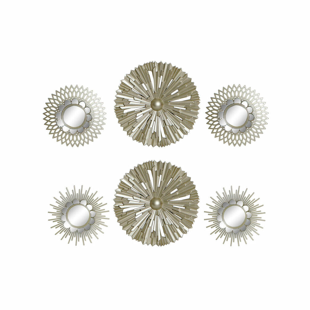 Mirror Set DKD Home Decor Wall polypropylene Golden Mirror (2 pcs) (35 x 3.5 x 35 cm)-0