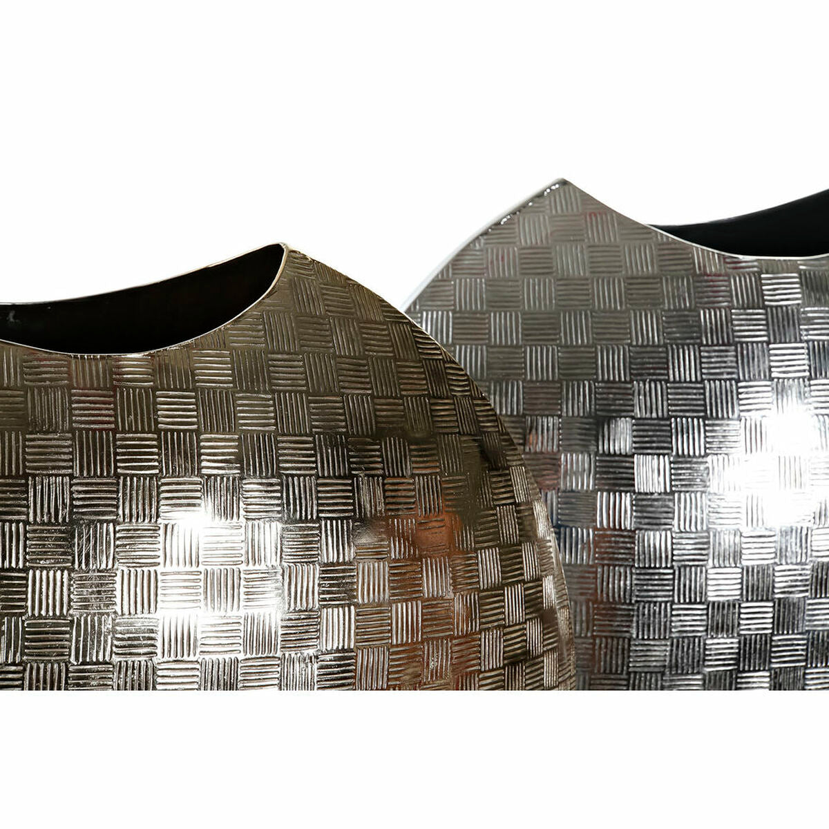 Vase DKD Home Decor 37 x 14 x 33 cm Silver Golden Aluminium Modern (2 Units)-2