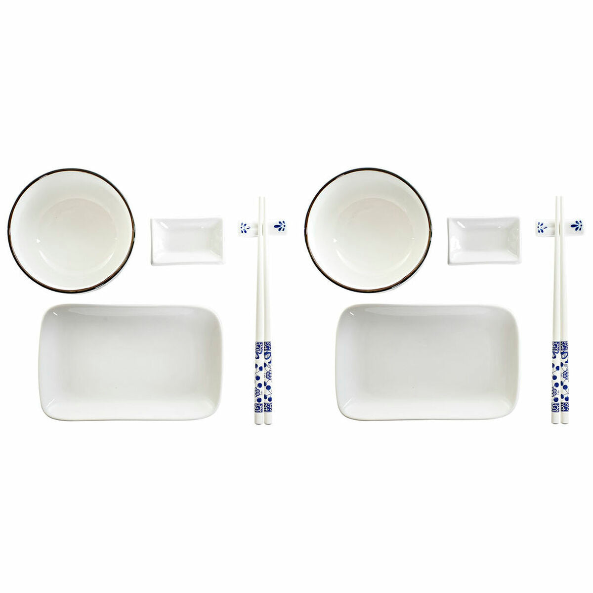 Sushi Set DKD Home Decor 33,5 x 34,5 x 9 cm Porcelain White Navy Blue Oriental (33,5 x 34,5 x 9 cm)-0