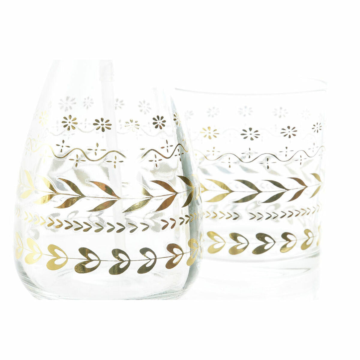Bath Set DKD Home Decor Golden Crystal ABS Plastic Leaf of a plant 9 x 9 x 18 cm-1