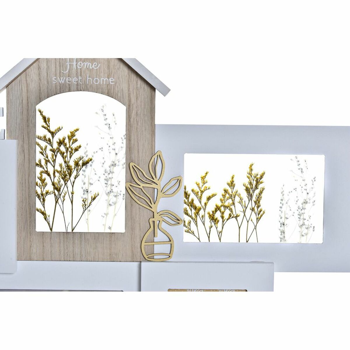 Photo frame DKD Home Decor Love Home Wood Flower Natural (46 x 3 x 39 cm) (2 Units)-1
