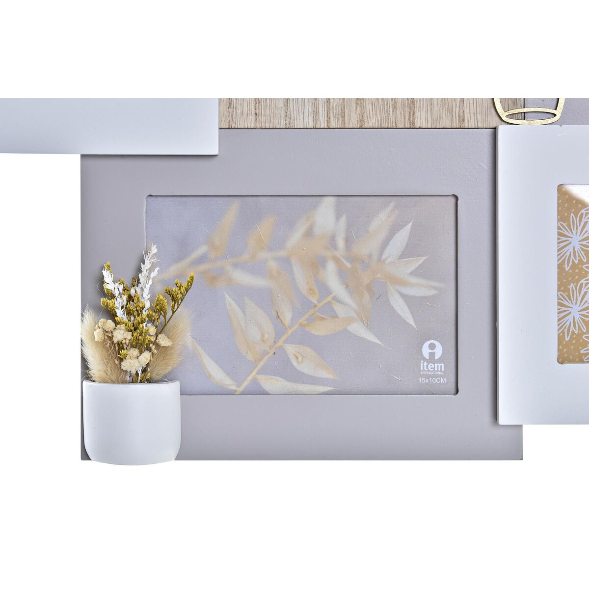 Photo frame DKD Home Decor Love Home Wood Flower Natural (46 x 3 x 39 cm) (2 Units)-2