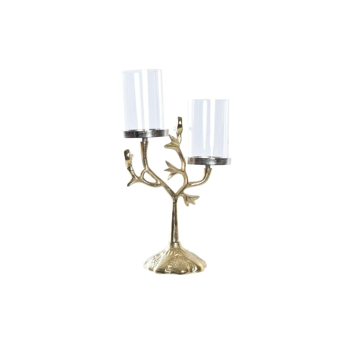 Candle Holder DKD Home Decor Crystal Golden Aluminium Birds (29 x 15 x 48 cm)-0