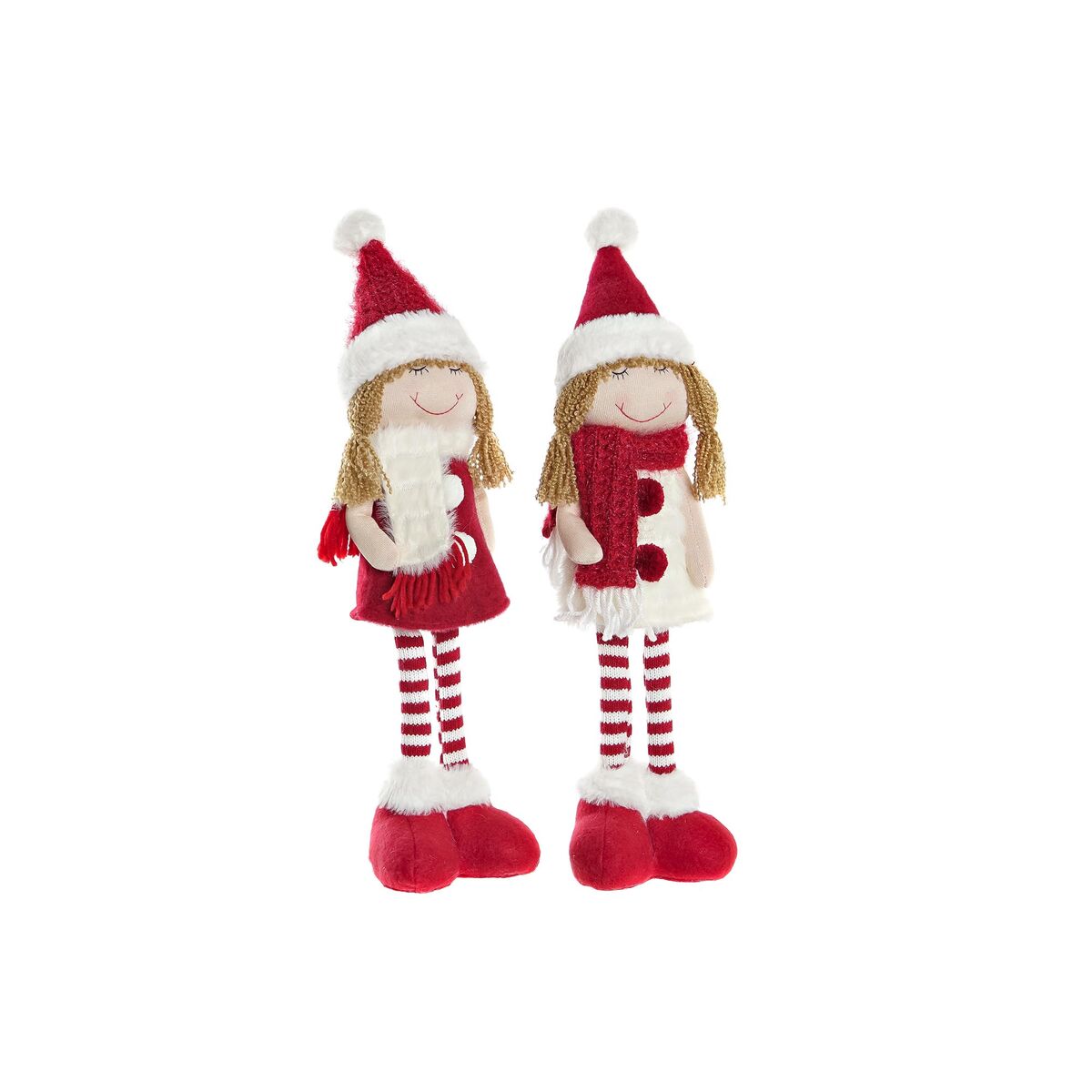Decorative Figure DKD Home Decor Christmas Doll Polyester Girls (11 x 7 x 43 cm) (2 Units)-0