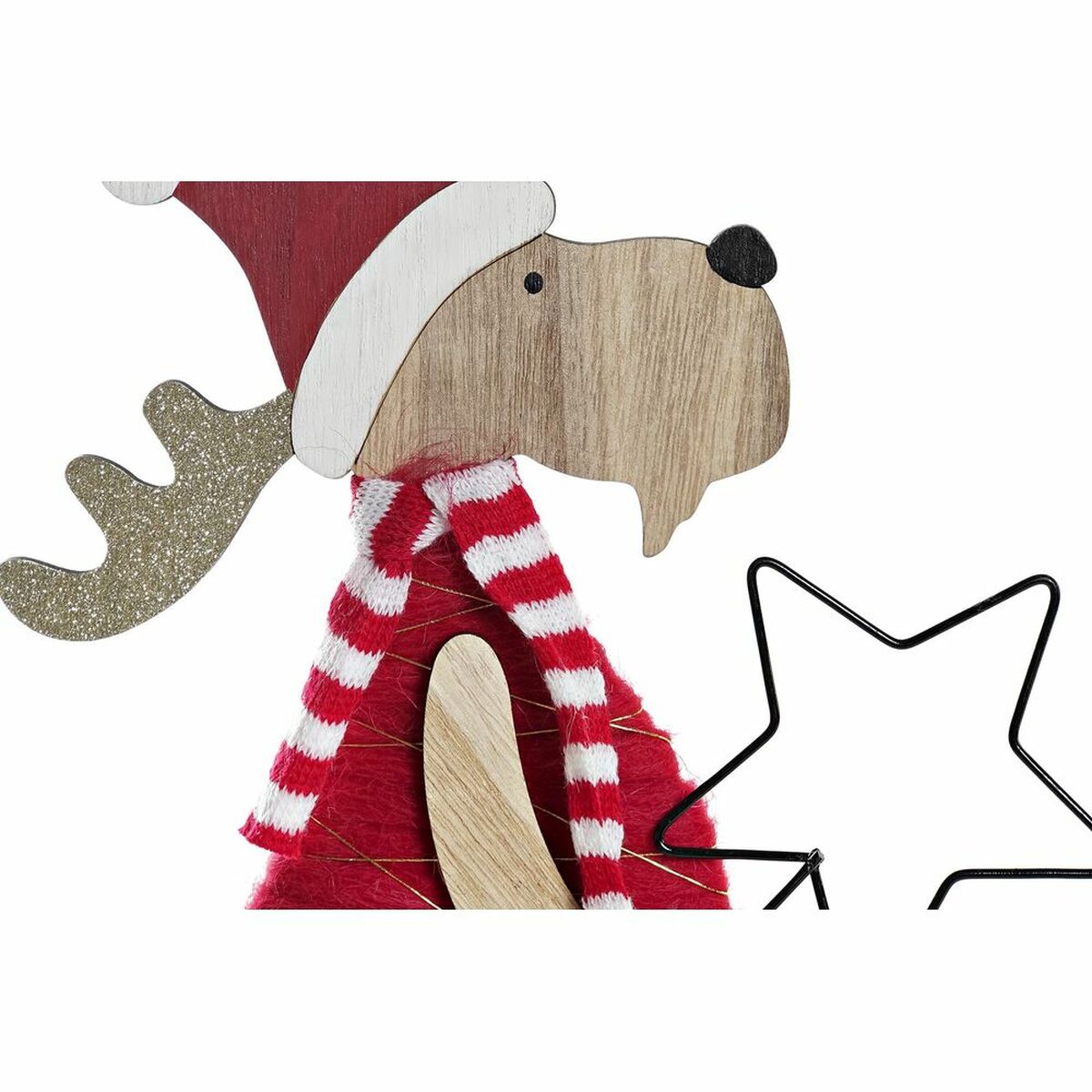 Christmas bauble DKD Home Decor Wood Polyester Reindeer (5 x 22 x 41 cm) (4 Units)-1