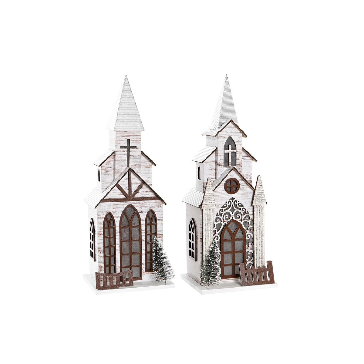 Christmas bauble DKD Home Decor Church MDF (12,5 x 11 x 33 cm) (2 Units)-0