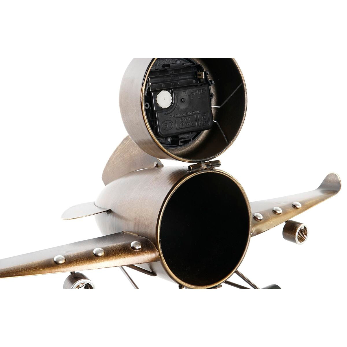 Table clock DKD Home Decor Golden Silver Aeroplane (2 Units)-1