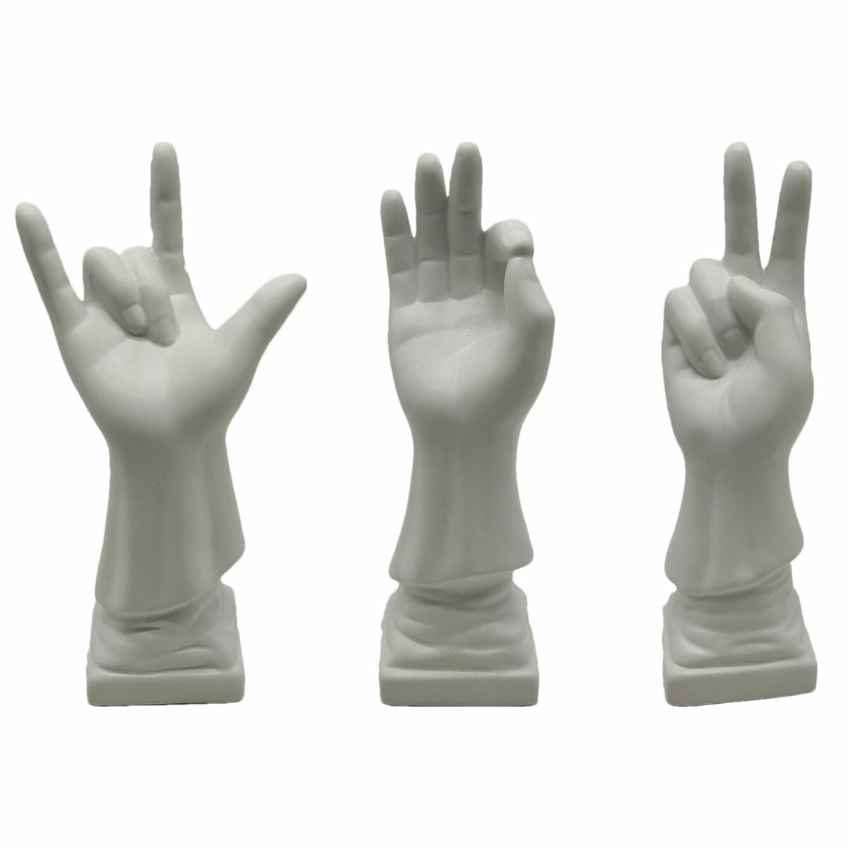 Decorative Figure DKD Home Decor White Hand 7 x 7 x 25 cm (3 Units)-0
