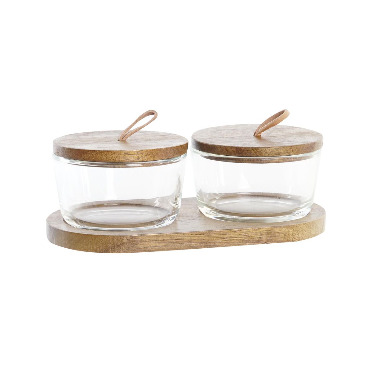 2 Tubs DKD Home Decor 20,5 x 10,5 x 7 cm Crystal Brown Transparent Acacia 240 ml-0