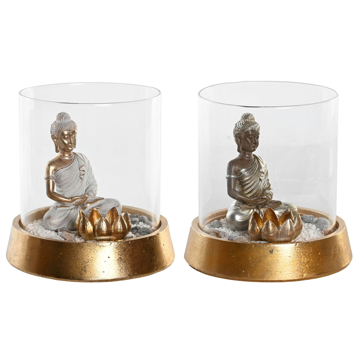 Decorative Figure DKD Home Decor Silver Golden Oriental 16 x 16 x 18 cm (2 Units)-0