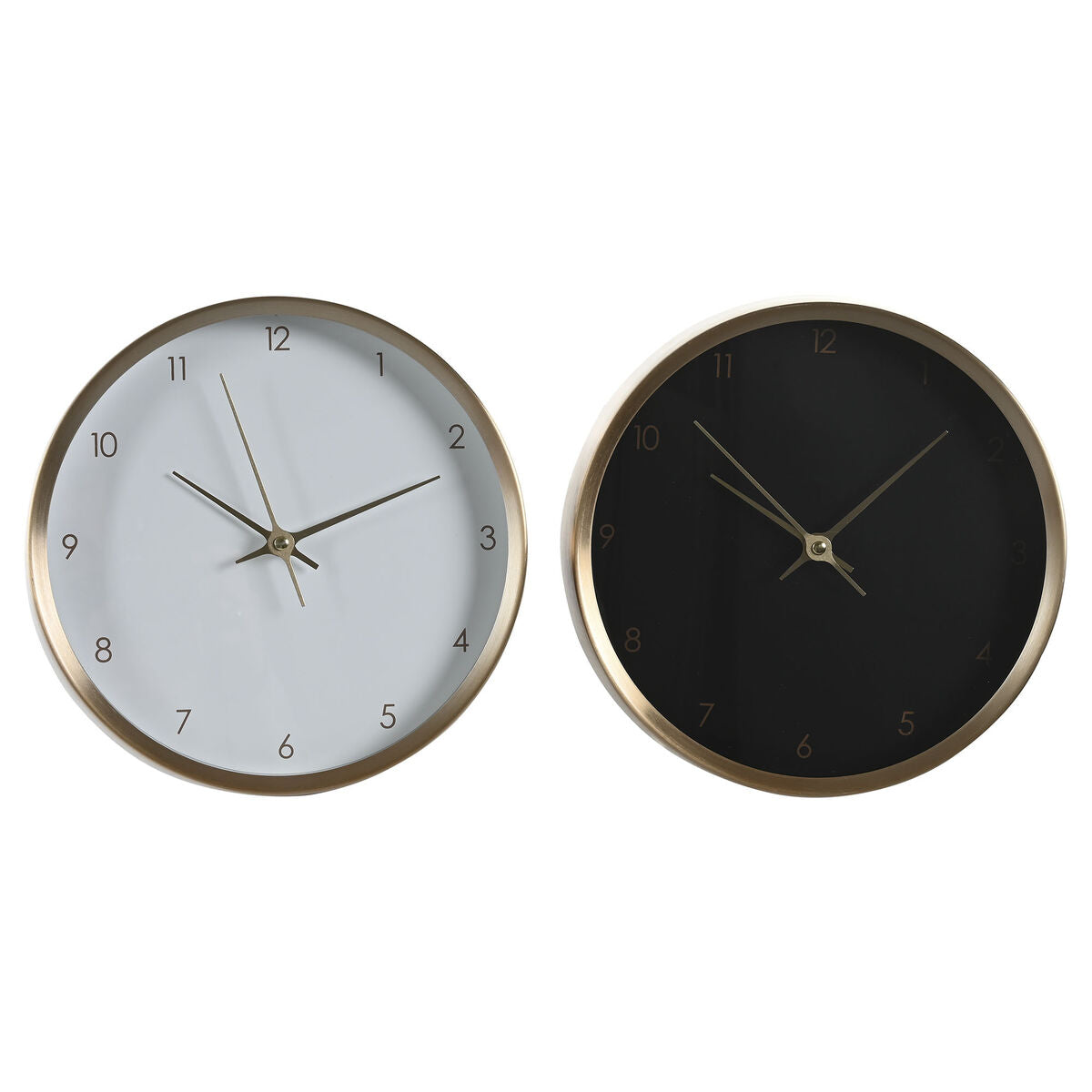 Table clock DKD Home Decor White Black Golden Lady (2 Units)-0