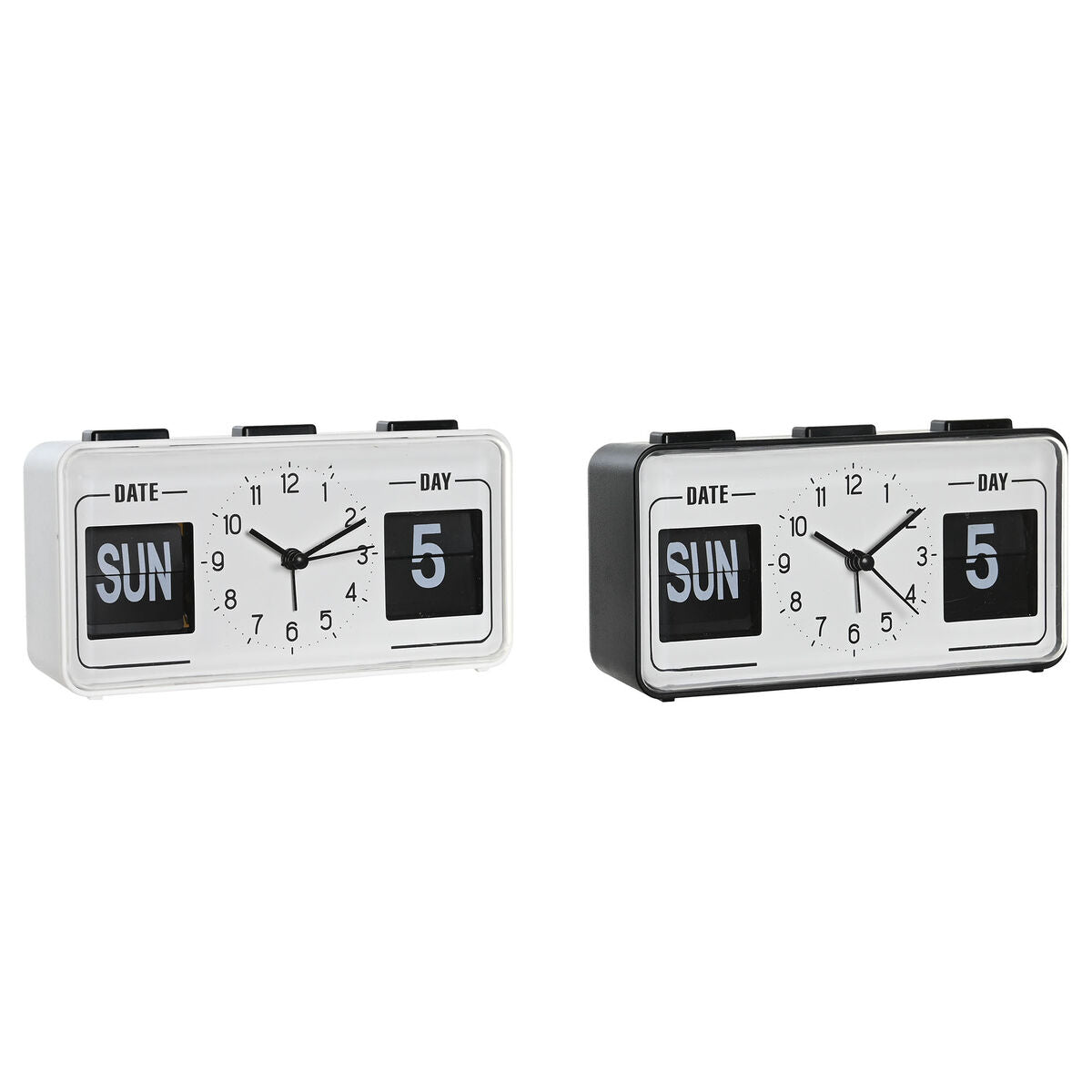 Alarm Clock DKD Home Decor White Black PVC 17 x 5 x 9 cm (2 Units)-0