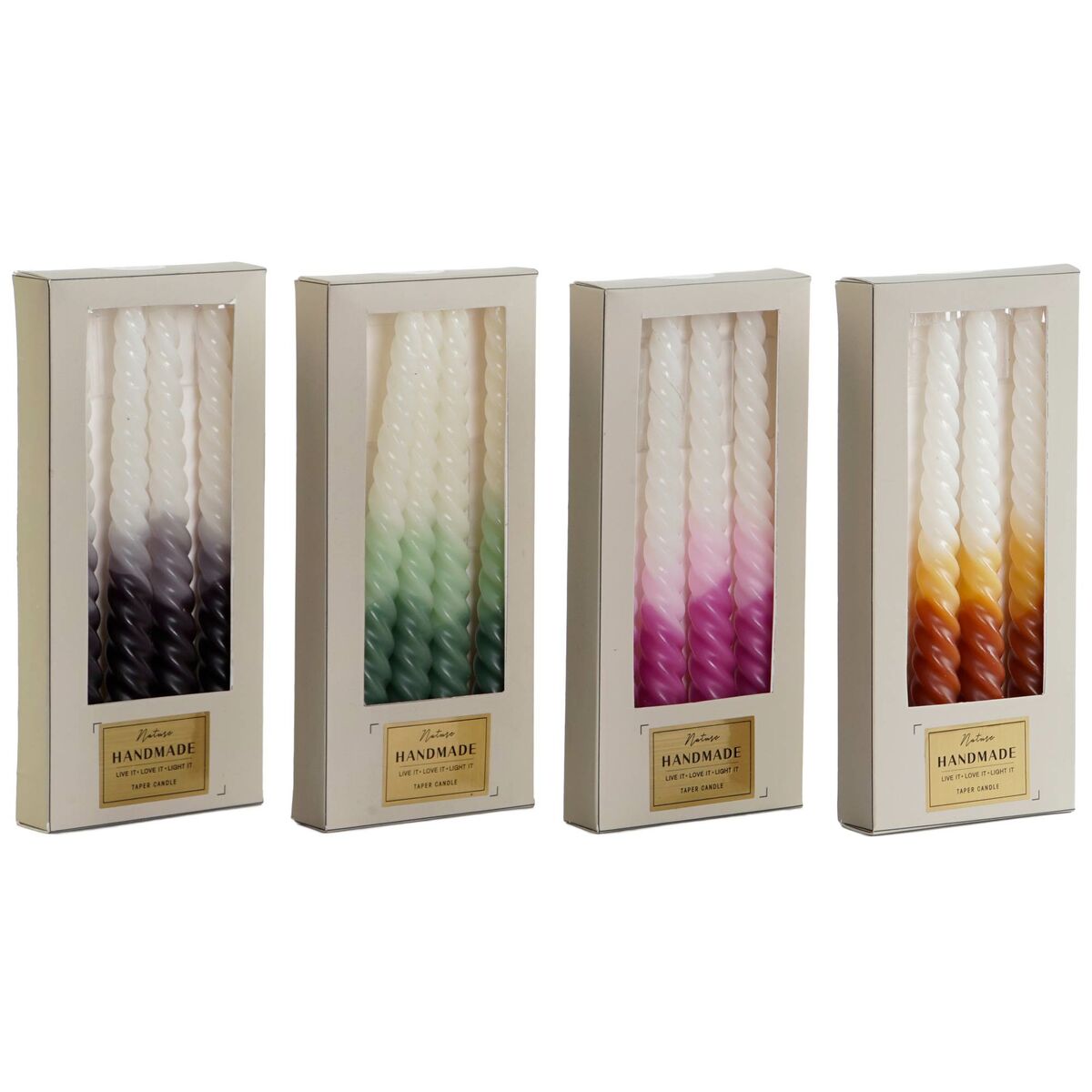 Candle Set DKD Home Decor Bicoloured 2 x 2 x 25 cm 2 x 2 x 20 cm 4 Pieces (4 Units)-0