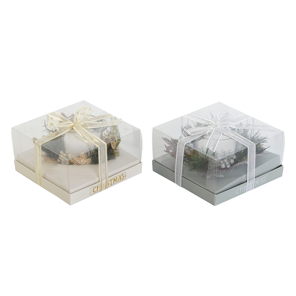 Candle DKD Home Decor Golden Silver Christmas 15 x 15 x 5 cm (2 Units)-0