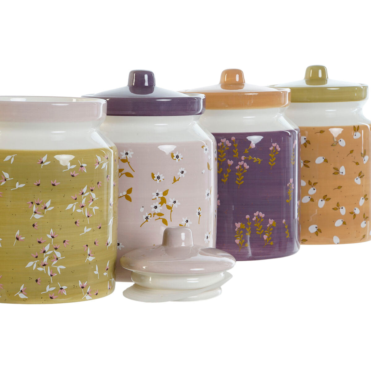 Tin DKD Home Decor Green Pink Mustard Lilac Dolomite Shabby Chic 1 L 12 x 12 x 16 cm (4 Units)-2