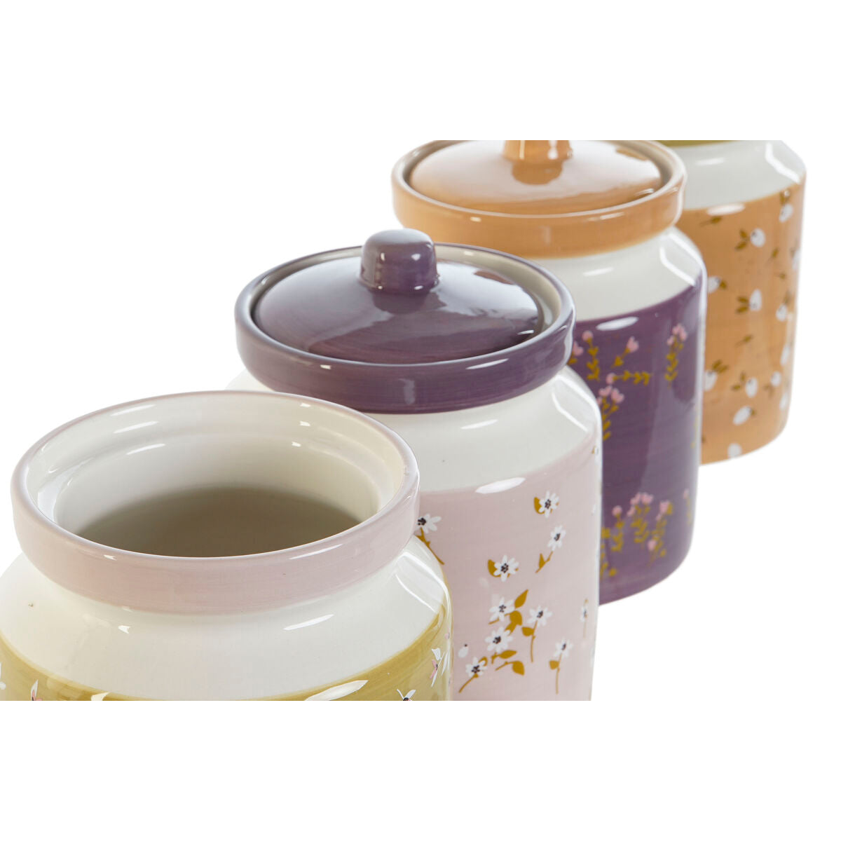 Tin DKD Home Decor Green Pink Mustard Lilac Dolomite Shabby Chic 1 L 12 x 12 x 16 cm (4 Units)-1