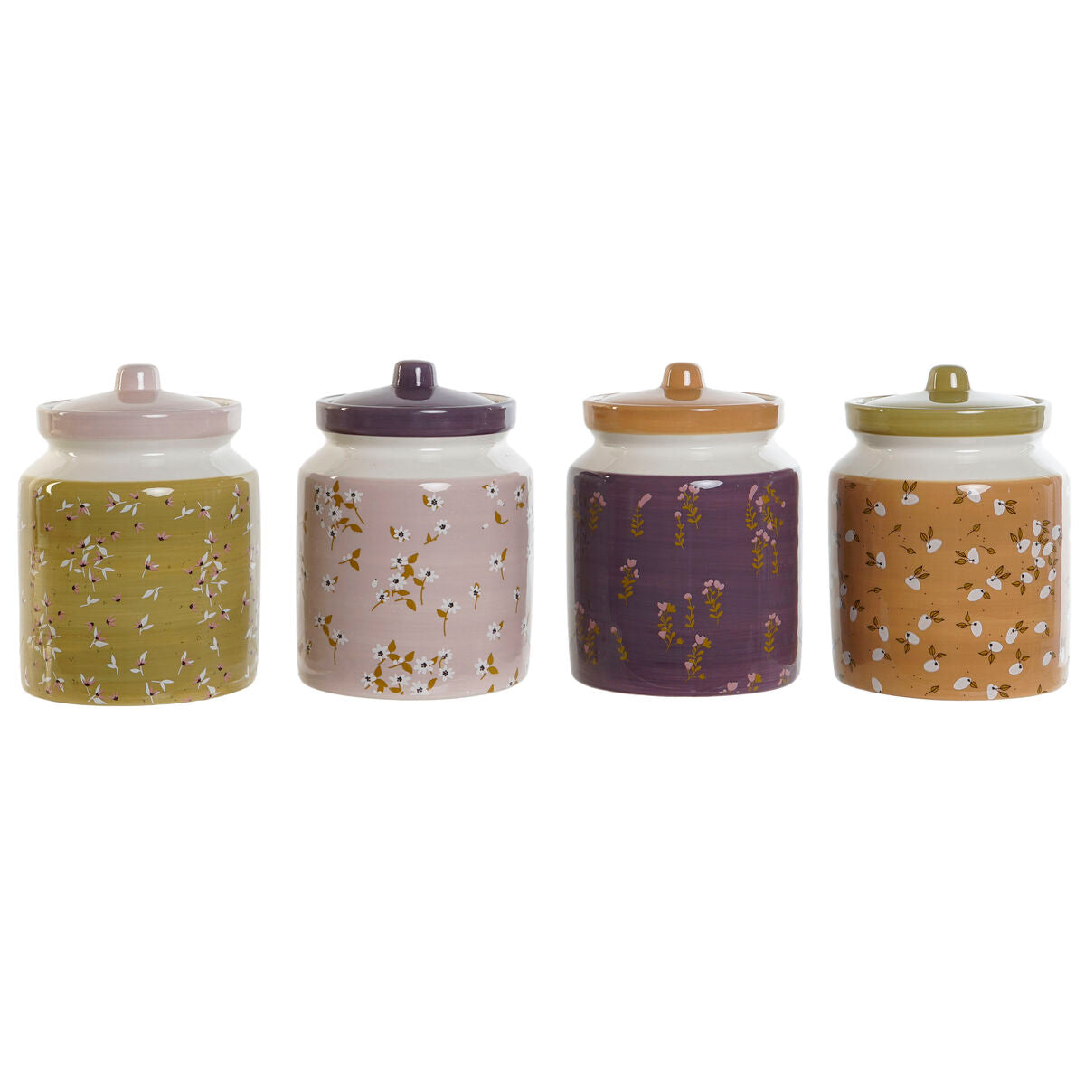 Tin DKD Home Decor Green Pink Mustard Lilac Dolomite Shabby Chic 1 L 12 x 12 x 16 cm (4 Units)-0