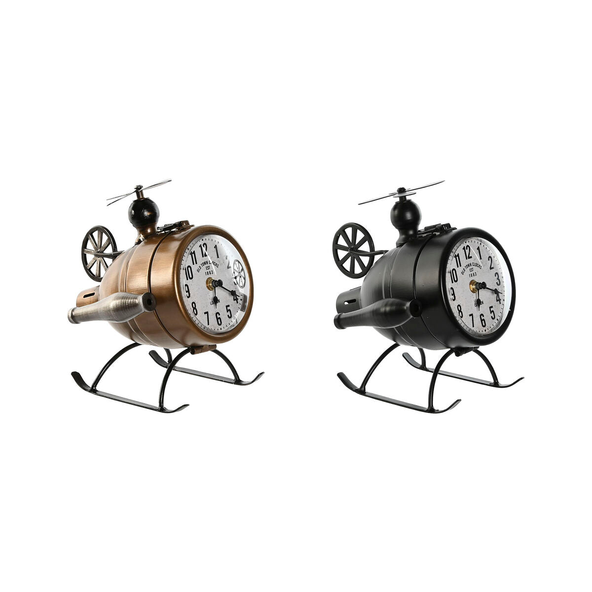 Table clock Home ESPRIT Black Golden Loft Helicopter (2 Units)-0