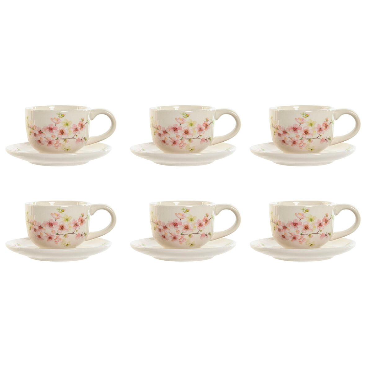 Piece Coffee Cup Set Home ESPRIT Yellow White Pink Lilac Metal Dolomite 180 ml-0